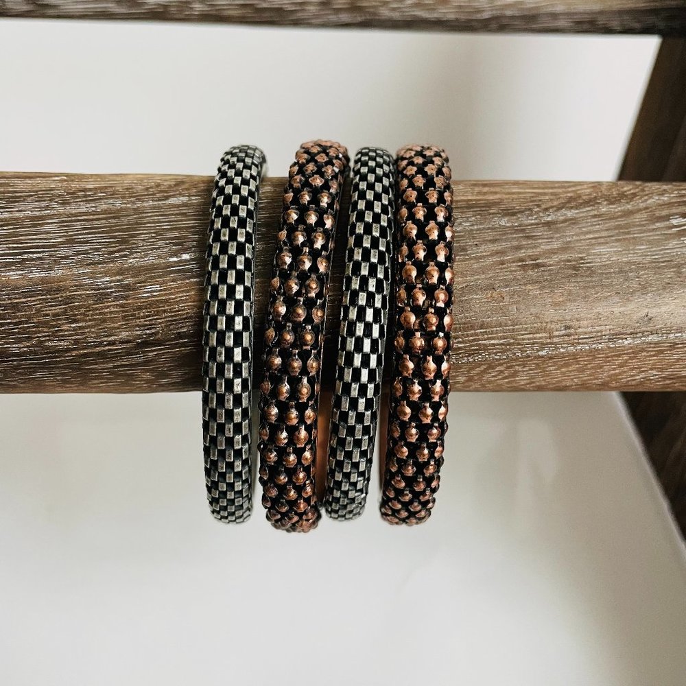 Textured Stackable Bangle Bracelets Bundle Lot Of… - image 1